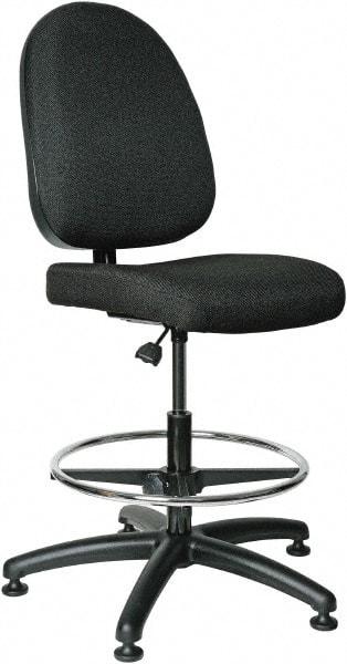 Bevco - 20 to 27-1/2" High Adjustable Height Swivel Stool - 27" Wide x 27" Deep, 100% Olefin Seat, Black - Caliber Tooling