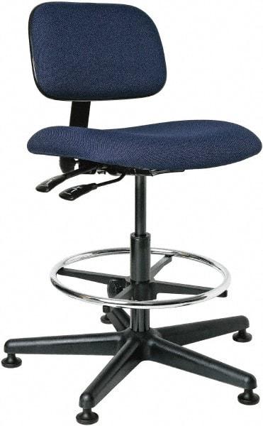 Bevco - 19-1/2 to 27" High Adjustable Height Swivel Stool - 27" Wide x 27" Deep, 100% Olefin Seat, Navy - Caliber Tooling