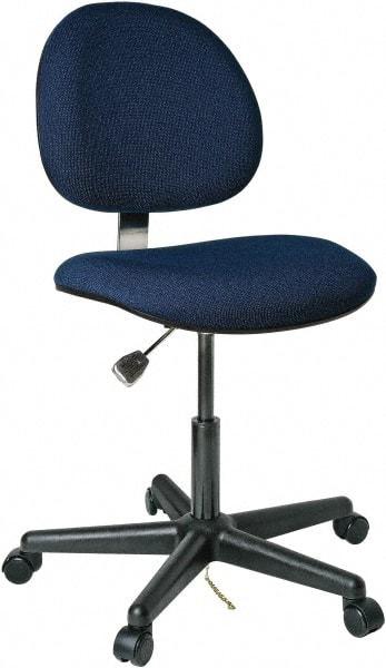 Bevco - 17 to 22" High Adjustable Height Swivel Stool - 25" Wide x 25" Deep, Conductive Cloth Seat, Navy - Caliber Tooling