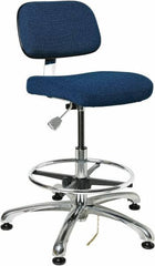 Bevco - 19 to 26-1/2" High Adjustable Height Swivel Stool - 27" Wide x 27" Deep, Conductive Cloth Seat, Navy - Caliber Tooling