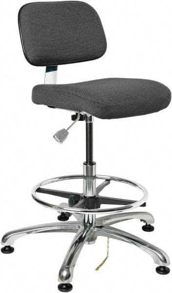 Bevco - 19 to 26-1/2" High Adjustable Height Swivel Stool - 27" Wide x 27" Deep, Conductive Cloth Seat, Gray - Caliber Tooling