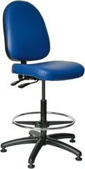 Bevco - 24 to 34" High Adjustable Height Swivel Stool - 27" Wide x 27" Deep, Vinyl Seat, Blue - Caliber Tooling