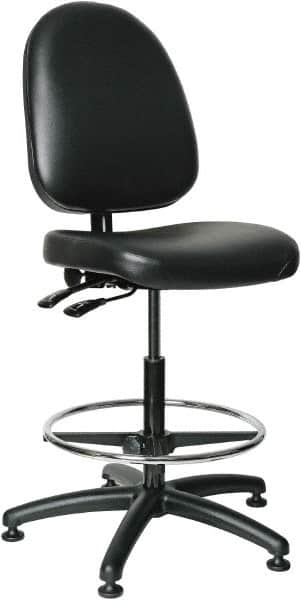 Bevco - 24 to 34" High Adjustable Height Swivel Stool - 27" Wide x 27" Deep, Vinyl Seat, Black - Caliber Tooling