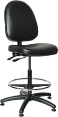 Bevco - 24 to 34" High Adjustable Height Swivel Stool - 27" Wide x 27" Deep, Vinyl Seat, Black - Caliber Tooling