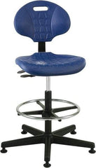 Bevco - 21 to 31" High Adjustable Height Swivel Stool - 27" Wide x 27" Deep, Polyurethane Seat, Blue - Caliber Tooling