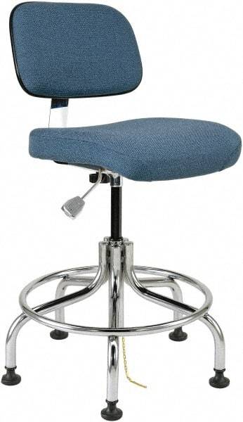 Bevco - 20 to 25" High Adjustable Height Swivel Stool - 27" Wide x 22" Deep, Conductive Cloth Seat, Slate Blue - Caliber Tooling