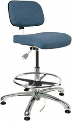 Bevco - 19 to 26-1/2" High Adjustable Height Swivel Stool - 27" Wide x 27" Deep, Conductive Cloth Seat, Slate Blue - Caliber Tooling