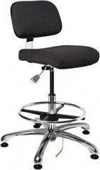 Bevco - 19 to 26-1/2" High Adjustable Height Swivel Stool - 27" Wide x 27" Deep, Conductive Cloth Seat, Ebony - Caliber Tooling