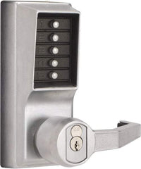 Kaba Access - Combination Entry Lever Lockset with Key Override - 2-3/4" Back Set, No Cylinder, Zamak3, Satin Chrome Finish - Caliber Tooling