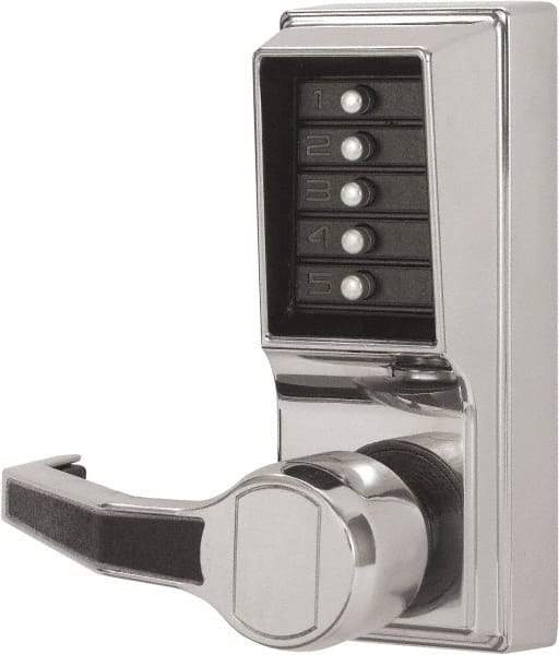 Kaba Access - Combination Entry Lever Lockset - 2-3/4" Back Set, Nonkey Override Cylinder, Zamak3, Satin Chrome Finish - Caliber Tooling