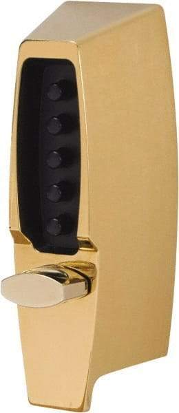 Kaba Access - 1-3/8 to 2-1/4" Door Thickness, Bright Brass Finish, Push Button Deadbolt - Nonhanded Handling, Combination Override, Keyless Cylinder - Caliber Tooling