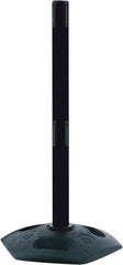 Tensator - 38" High, 2-1/2" Pole Diam, Receiver Post - 19" Base Diam, Octagon Recycled Rubber Base, Black Plastic Post, Tape, Dual Line Tape, For Outdoor Use - Caliber Tooling