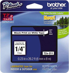 Brother - 1/4" Wide x 314.4" Long, White Plastic/Paper Tape Cassette - For Label Maker - Caliber Tooling