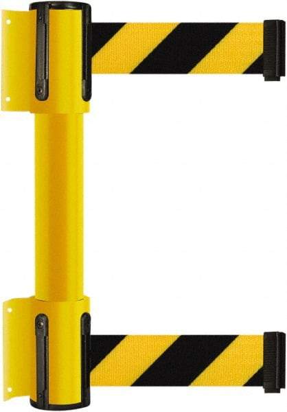 Tensator - 16.64" High x 156" Long x 3" Wide Barrier Dual Line Wall Mount - Steel, Yellow Powdercoat Finish, Yellow, Use with 898 Wall Receiver - Caliber Tooling