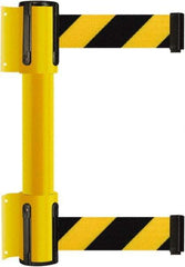 Tensator - 16.64" High x 89" Long x 3" Wide Barrier Dual Line Wall Mount - Steel, Yellow Powdercoat Finish, Yellow, Use with 898 Wall Receiver - Caliber Tooling