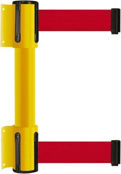 Tensator - 16.64" High x 156" Long x 3" Wide Barrier Dual Line Wall Mount - Steel, Yellow Powdercoat Finish, Yellow, Use with 898 Wall Receiver - Caliber Tooling