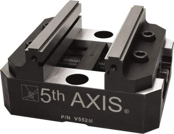 5th Axis - 125mm Jaw Width, 74mm High x 125mm Long x 125mm Wide Vise - For Use with 5 Axis Workholding Systems - Caliber Tooling