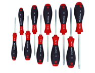 10 Piece - T7s; T8s; T9s; T10s; T20s; T25s; T27s; T30s; T40s Security - Torx SoftFinish® Cushion Grip Screwdriver Set - Caliber Tooling