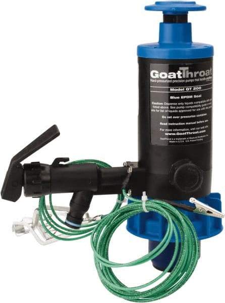 GoatThroat Pumps - 3/8" Outlet, 4 GPM, Polypropylene Hand Operated Transfer Pump - 56" OAL, For up to 55 Gal Drums, For Class I & II Flammable & Combustible Liquids - Caliber Tooling