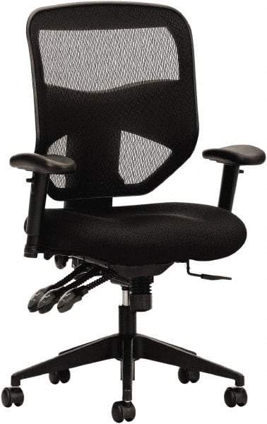 Basyx - 44-1/2" High High Back Chair - 30" Wide x 26" Deep, Padded Mesh Seat, Black - Caliber Tooling