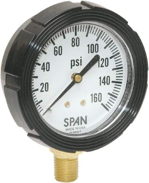 Span - 2-1/2" Dial, 1/4 Thread, 30-0-30 Scale Range, Pressure Gauge - Lower Connection Mount, Accurate to 1% Full-Scale of Scale - Caliber Tooling