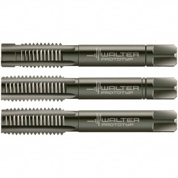 Walter-Prototyp - M4x0.70 Metric, 3 Flute, Modified Bottoming & Plug, Nitride/Oxide Finish, Cobalt Tap Set - Right Hand Cut, 45mm OAL, 0.4331" Thread Length, 6HX Class of Fit, Series 30016 - Caliber Tooling