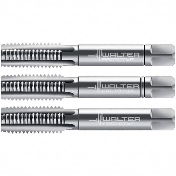 Walter-Prototyp - M12x1.75 Metric, 4 Flute, Modified Bottoming, Plug & Taper, Bright Finish, High Speed Steel Tap Set - Right Hand Cut, 75mm OAL, 63/64" Thread Length, 6H Class of Fit, Series 30060 - Caliber Tooling