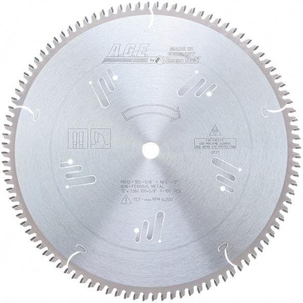 Amana Tool - 12" Diam, 5/8" Arbor Hole Diam, 100 Tooth Wet & Dry Cut Saw Blade - Carbide-Tipped, Clean Action, Standard Round Arbor - Caliber Tooling