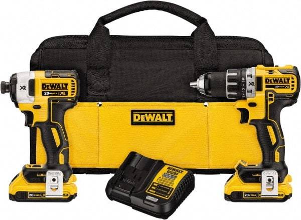 DeWALT - 20 Volt Cordless Tool Combination Kit - Includes Brushless Compact Drill/Driver & Impact Driver, Lithium-Ion Battery Included - Caliber Tooling