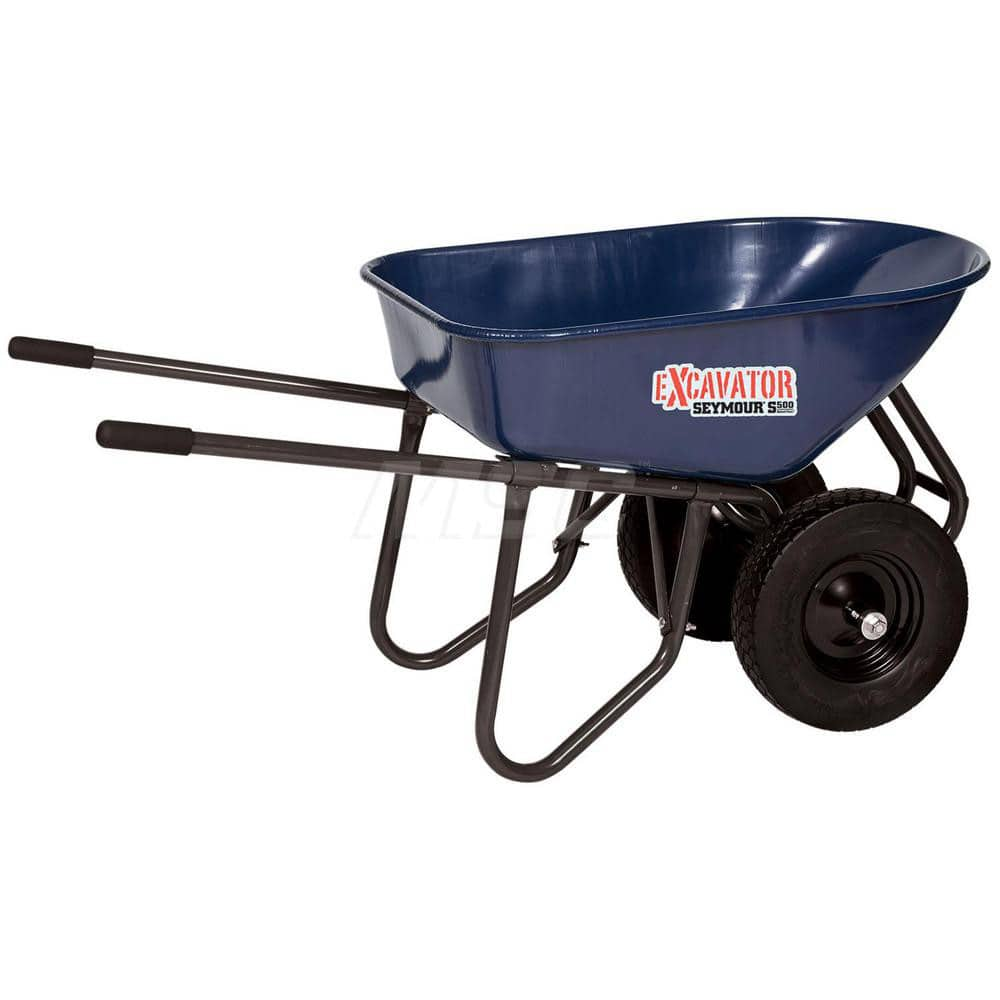 Wheelbarrows; Volume Capacity: 6.0; Load Capacity: 500; Wheel Type: Flat-Free Wheel; Wheel Material: Rubber; Tray Material: Steel; Height (Decimal Inch): 17.25; Wheel Diameter (Inch): 15 in; Handle Material: Steel; Color: Blue; Height (mm): 17.25; Length