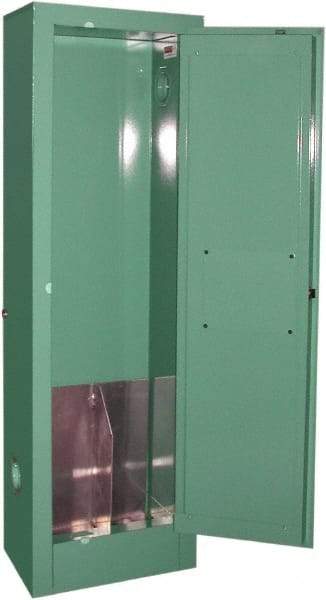 Securall Cabinets - 1 Door, Green Steel Standard Safety Cabinet for Flammable and Combustible Liquids - 44" High x 14" Wide x 9" Deep, Manual Closing Door, 3 Point Key Lock, D, E Cylinder Capacity - Caliber Tooling