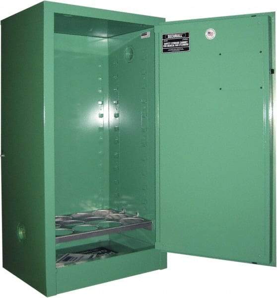 Securall Cabinets - 1 Door, Green Steel Standard Safety Cabinet for Flammable and Combustible Liquids - 44" High x 23" Wide x 18" Deep, Manual Closing Door, 3 Point Key Lock, D, E Cylinder Capacity - Caliber Tooling