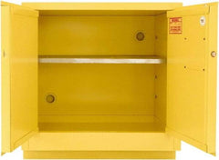 Securall Cabinets - 2 Door, 1 Shelf, Yellow Steel Under the Counter Safety Cabinet for Flammable and Combustible Liquids - 35-9/16" High x 59" Wide x 22" Deep, Manual Closing Door, 3 Point Key Lock, 44 Gal Capacity - Caliber Tooling