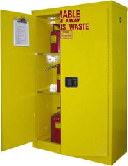 Securall Cabinets - 2 Door, 2 Shelf, Yellow Steel Standard Safety Cabinet for Flammable and Combustible Liquids - 65" High x 43" Wide x 18" Deep, Manual Closing Door, 3 Point Key Lock, 45 Gal Capacity - Caliber Tooling