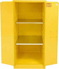 Securall Cabinets - 2 Door, 2 Shelf, Yellow Steel Standard Safety Cabinet for Flammable and Combustible Liquids - 65" High x 31" Wide x 31" Deep, Manual Closing Door, 3 Point Key Lock, 60 Gal Capacity - Caliber Tooling