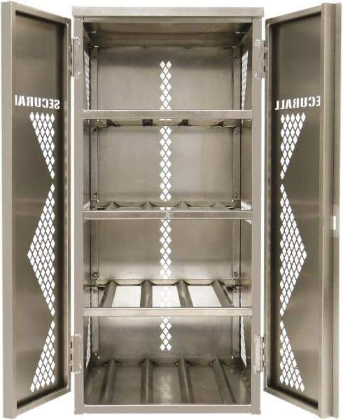 Securall Cabinets - 2 Door, 2 Shelf, Yellow Steel Standard Safety Cabinet for Flammable and Combustible Liquids - 33" High x 43" Wide x 32" Deep, Manual Closing Door, Padlockable Hasp, 20 or 33 Lb Cylinder Capacity - Caliber Tooling