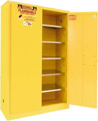 Securall Cabinets - 2 Door, 5 Shelf, Yellow Steel Standard Safety Cabinet for Flammable and Combustible Liquids - 65" High x 43" Wide x 18" Deep, Manual Closing Door, 3 Point Key Lock, 60 Gal Capacity - Caliber Tooling