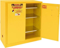 Securall Cabinets - 2 Door, 3 Shelf, Yellow Steel Standard Safety Cabinet for Flammable and Combustible Liquids - 44" High x 43" Wide x 18" Deep, Manual Closing Door, 3 Point Key Lock, 40 Gal Capacity - Caliber Tooling