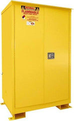 Securall Cabinets - 2 Door, 2 Shelf, Yellow Steel Standard Safety Cabinet for Flammable and Combustible Liquids - 69" High x 43" Wide x 31" Deep, Manual Closing Door, 3 Point Key Lock, 90 Gal Capacity - Caliber Tooling