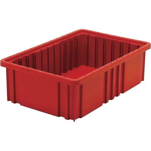 Quantum Storage - 40 Lb Load Capacity Red Polypropylene Dividable Container - Stacking, 5" Long x 10.9" Wide x 16-1/2" High - Caliber Tooling