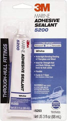 3M - 3 oz Tube White Polyurethane Marine Adhesive Sealant - 190°F Max Operating Temp, 48 hr Tack Free Dry Time - Caliber Tooling