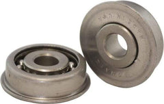 USDI - 1 Row, 1-1/2" OD, 1/2" Bore Diam, Round Open Conveyor Roller Bearing - 170 Lb Capacity, 550 Max RPM, with Flange, Steel with Steel Housing - Caliber Tooling