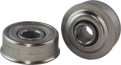 USDI - 1 Row, 2.265" OD, 11/16" Hex Open Conveyor Roller Bearing - 425 Lb Capacity, 550 Max RPM, with Flange, Steel with Zinc Housing - Caliber Tooling