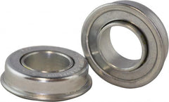 USDI - 1 Row, 2" OD, 1-1/64" Bore Diam, Round Double Seal Conveyor Roller Bearing - 350 Lb Capacity, 550 Max RPM, with Flange, Steel with Zinc Housing - Caliber Tooling