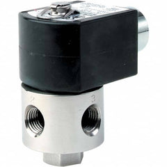 Parker - 120/60 - 110/50 VAC 1/4" NPT Port Stainless Steel Three-Way Direct Acting Solenoid Valve - Caliber Tooling