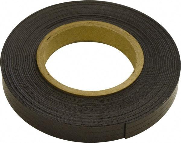 Mag-Mate - 300" Long x 1" Wide x 1/16" Thick Flexible Magnetic Strip - 12 Lb Max Pull Force, 6 Linear Ft/Lb Magnetic Pull Force, Plain Back, Dark Brown - Caliber Tooling