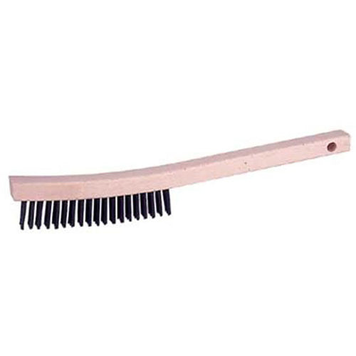 Vortec Pro Curved Handle Scratch Brush, Carbon Steel, 3 × 19 Rows - Caliber Tooling