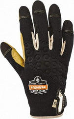 Ergodyne - Size L (9) Polyester Blend Work Gloves - For Mechanic's & Lifting, Uncoated, Hook & Loop Cuff, Full Fingered, Black/Tan, Paired - Caliber Tooling