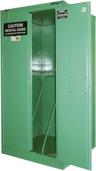 Securall Cabinets - 1 Door, Green Steel Standard Safety Cabinet for Flammable and Combustible Liquids - 46" High x 43" Wide x 18" Deep, Self Closing Door, 3 Point Key Lock, H Cylinder Capacity - Caliber Tooling