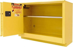 Securall Cabinets - 2 Door, 1 Shelf, Yellow Steel Under the Counter Safety Cabinet for Flammable and Combustible Liquids - 35-5/8" High x 59" Wide x 22" Deep, Sliding Door, 3 Point Key Lock, 44 Gal Capacity - Caliber Tooling